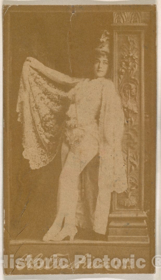 Photo Print : Actress Leaning Against Column, from The Actresses Series (N664) Promoting Old Fashion Fine Cut Tobacco 2 : Vintage Wall Art