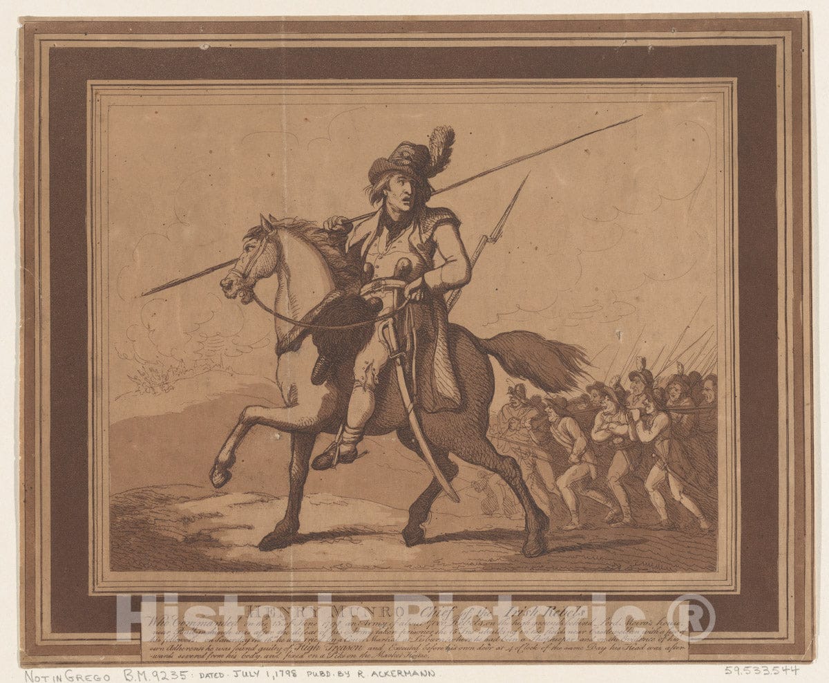 Art Print : Thomas Rowlandson - Henry Munro, Chief of The Irish Rebels : Vintage Wall Art