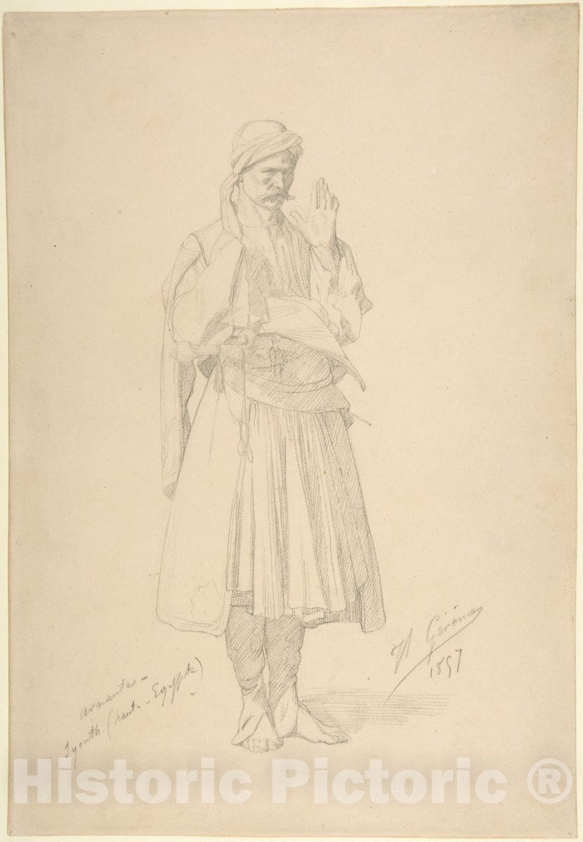 Art Print : Jean-Léon Gérôme - Arnaut Officer in Prayer : Vintage Wall Art