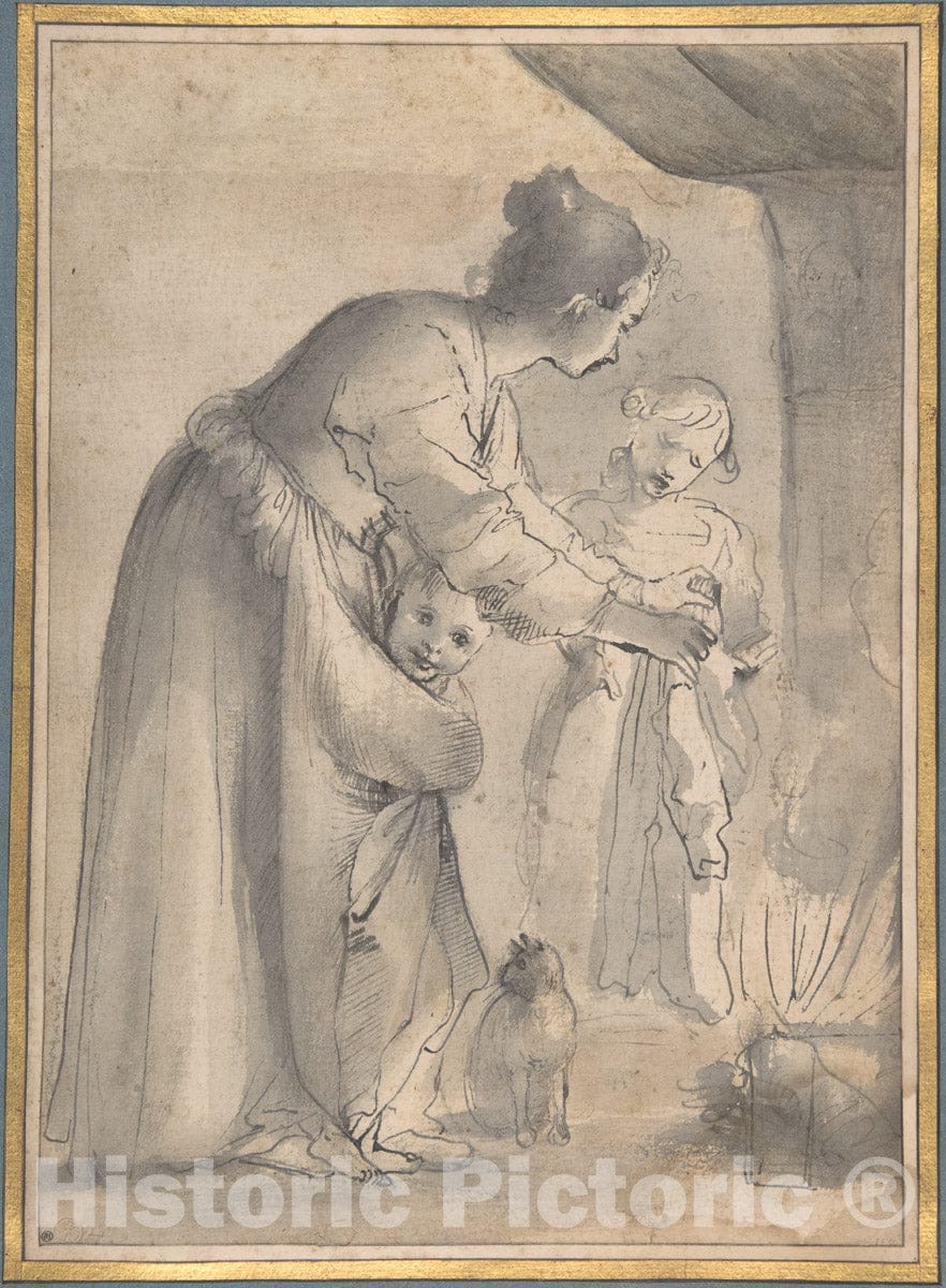 Art Print : Annibale Carracci - A Domestic Scene : Vintage Wall Art