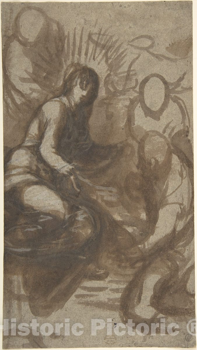 Art Print : Italian, 16th Century - Adoration of The Shepherds(?) : Vintage Wall Art