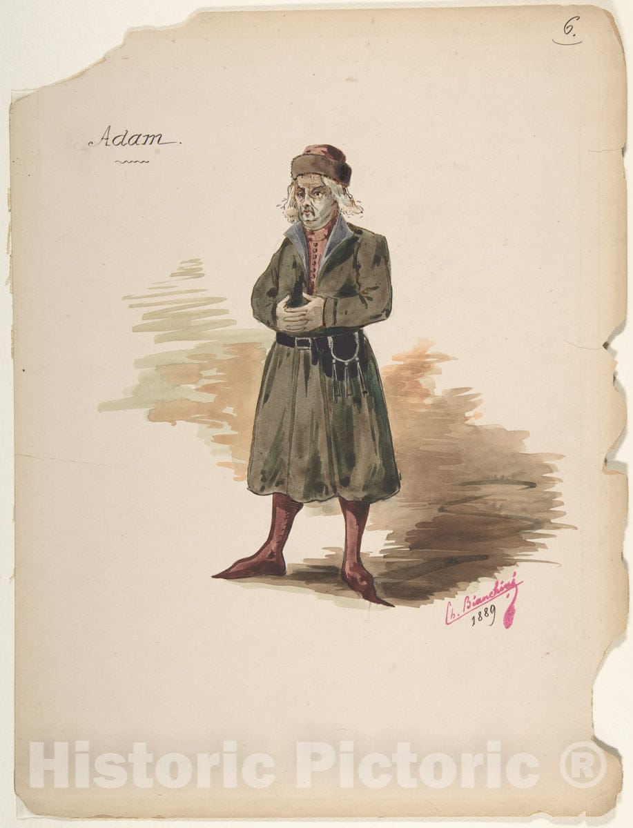 Art Print : Charles Bianchini - Costume Design for Adam : Vintage Wall Art