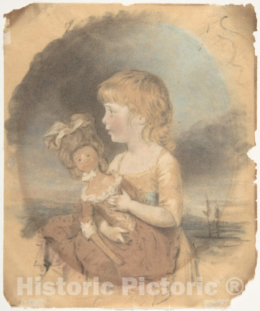Art Print : John Downman - Child Holding a Doll : Vintage Wall Art