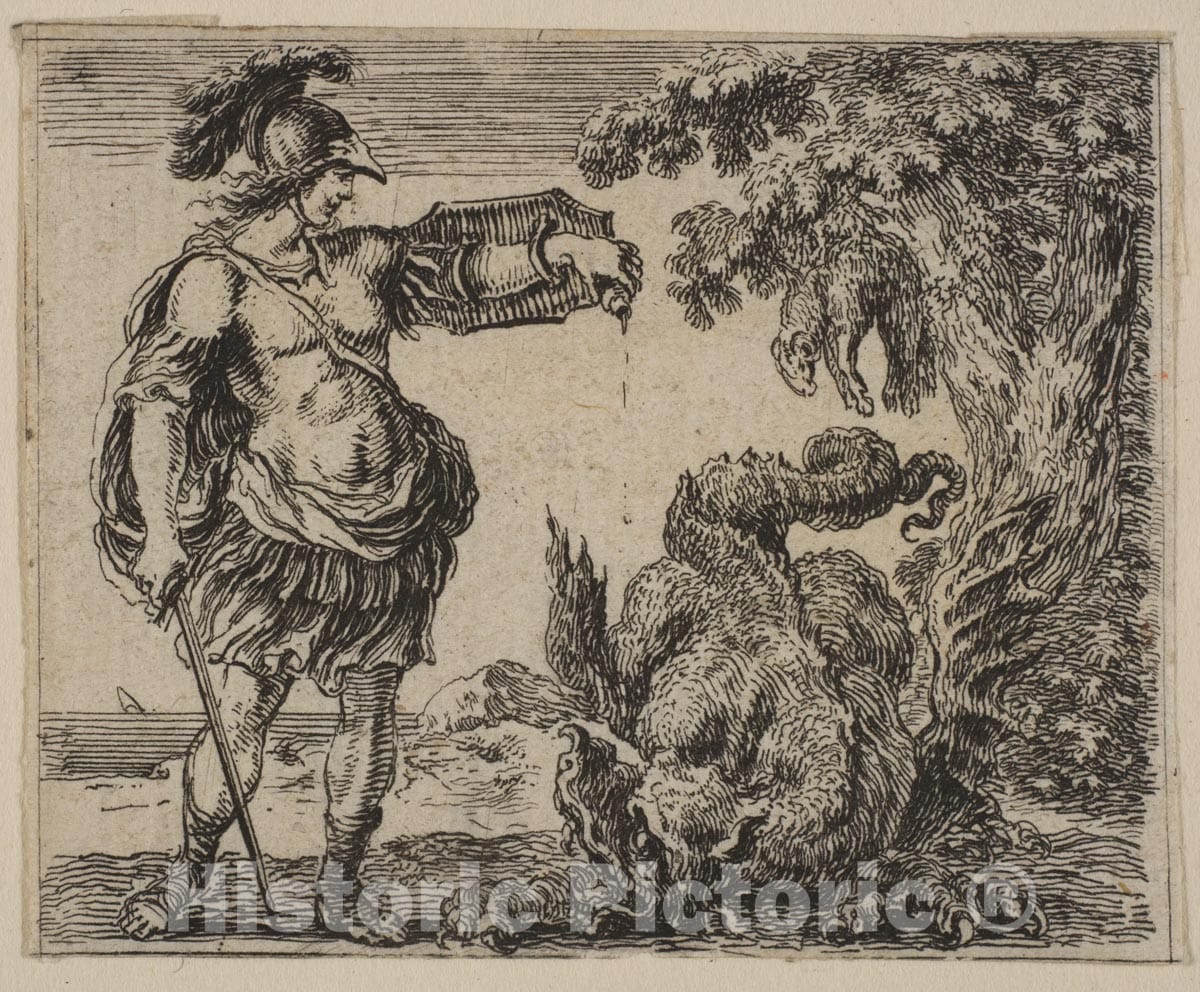 Art Print : Etched by Stefano Della Bella - Jason, from 'Game of Mythology' (Jeu de la Mythologie) : Vintage Wall Art