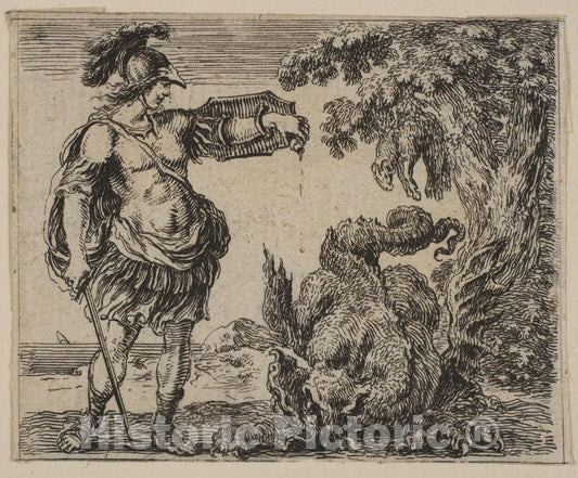 Art Print : Etched by Stefano Della Bella - Jason, from 'Game of Mythology' (Jeu de la Mythologie) : Vintage Wall Art