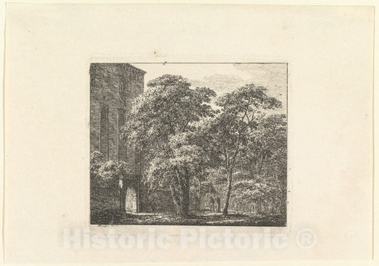 Art Print : Domenico Quaglio II - Gothic Architecture in a Landscape : Vintage Wall Art