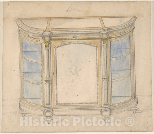 Art Print : British, 19th Century - Cabinet Design 1 : Vintage Wall Art