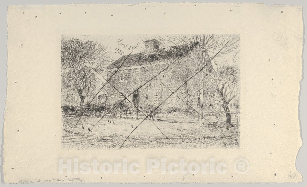 Art Print : Childe Hassam - The Home Sweet Home Cottage, No. 2 : Vintage Wall Art