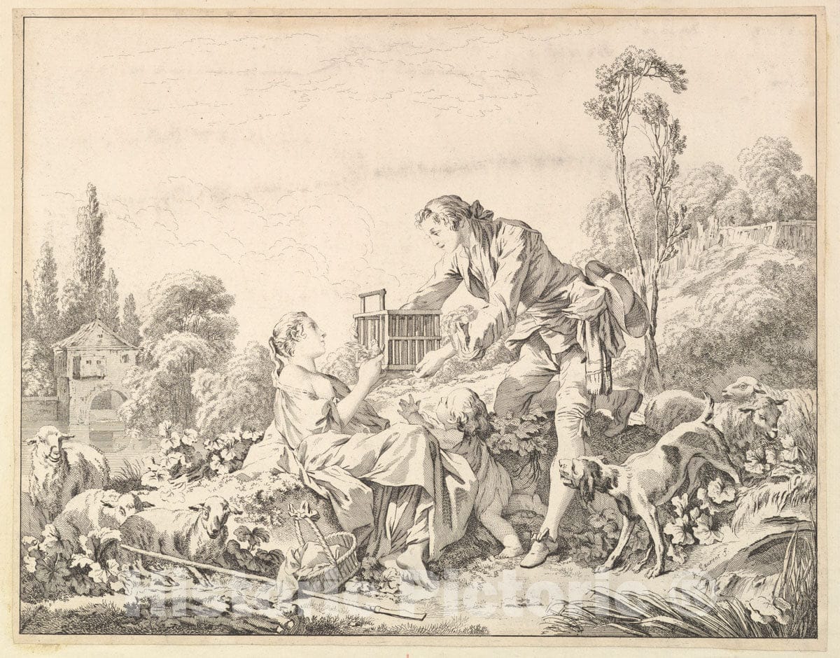 Art Print : André Laurent - A Kind Shepherd : Vintage Wall Art