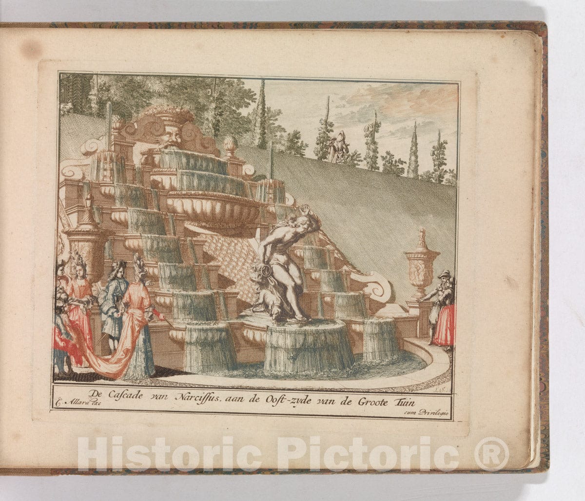 Art Print : Carel Allard - Cascade of Narcissus, on the east side of the principal garden of the Loo Palace : Vintage Wall Art