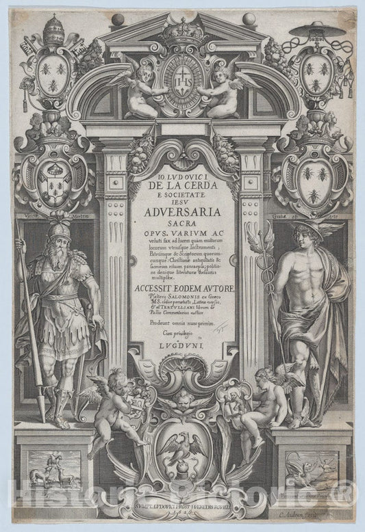 Art Print : Charles Audran - Frontispiece for 'Adversaria Sacra' : Vintage Wall Art