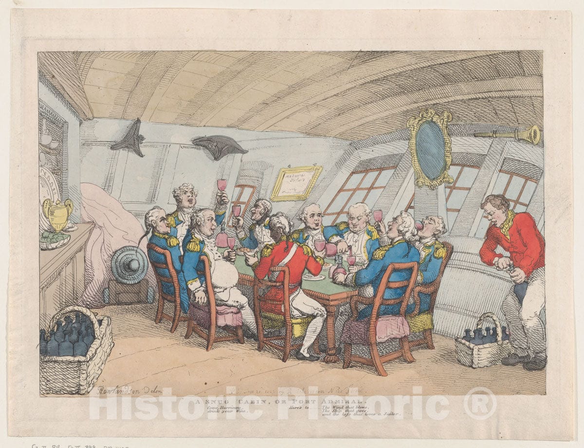 Art Print : Thomas Rowlandson - A Snug Cabin, or The Port Admiral : Vintage Wall Art