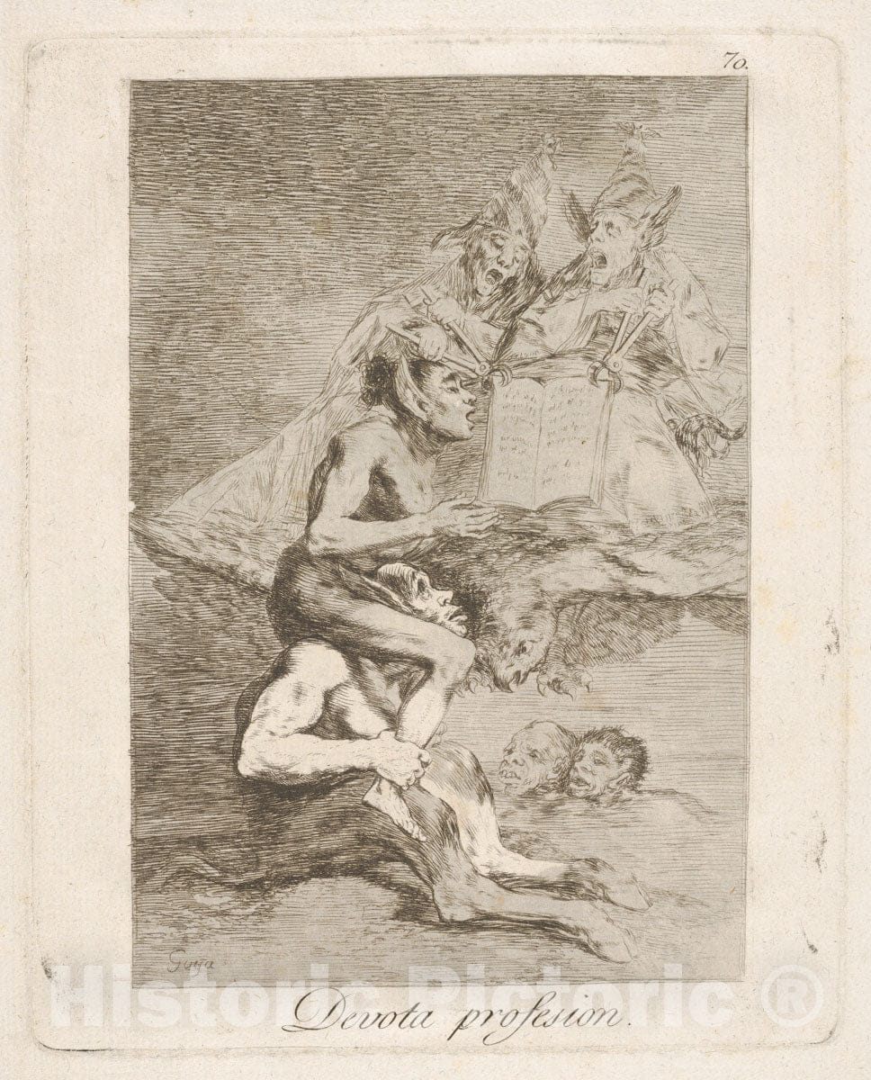 Art Print : Goya - Plate 70 from 'Los Caprichos': Devout Profession (Devota profesion.) 2 : Vintage Wall Art