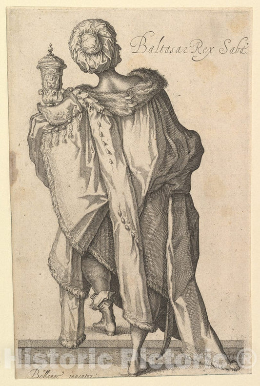 Art Print : Matthäus Merian The Elder - Balthasar, After Figure in The Adoration of The Magi by Jacques Bellange 2 : Vintage Wall Art