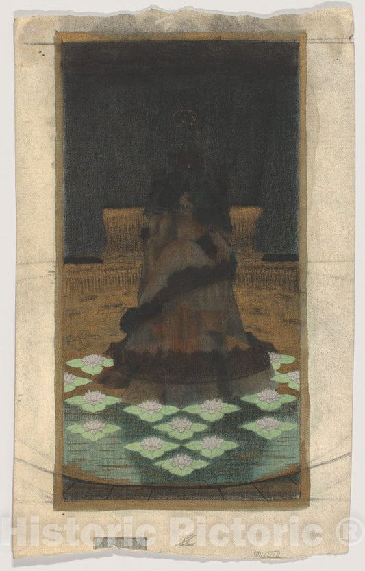 Art Print : Herbert E. Crowley - Magical Holy Mountain Within a Lotus-Filled Sea : Vintage Wall Art