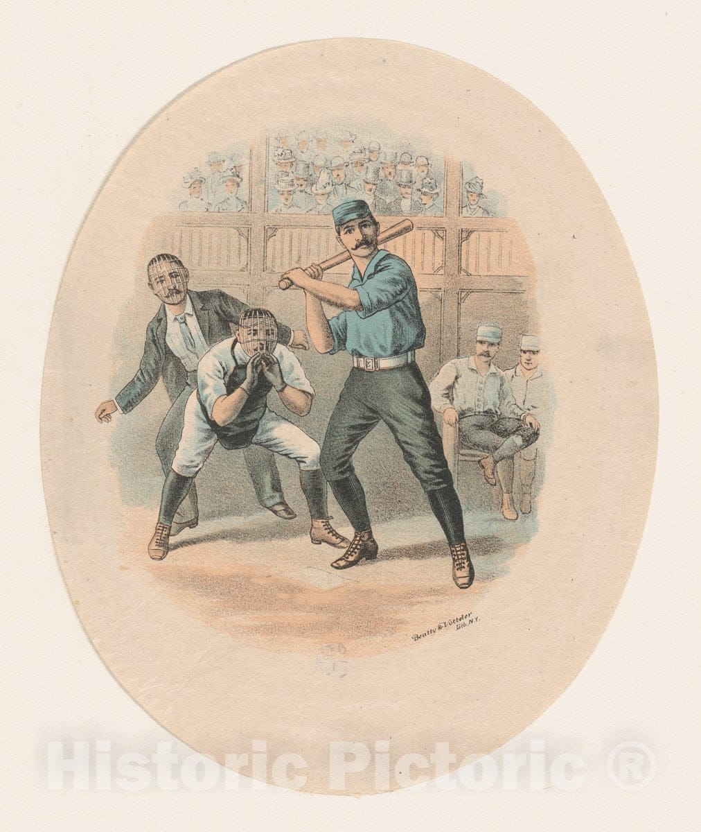 Art Print : Beatty and Votteler - Baseball Scene : Vintage Wall Art