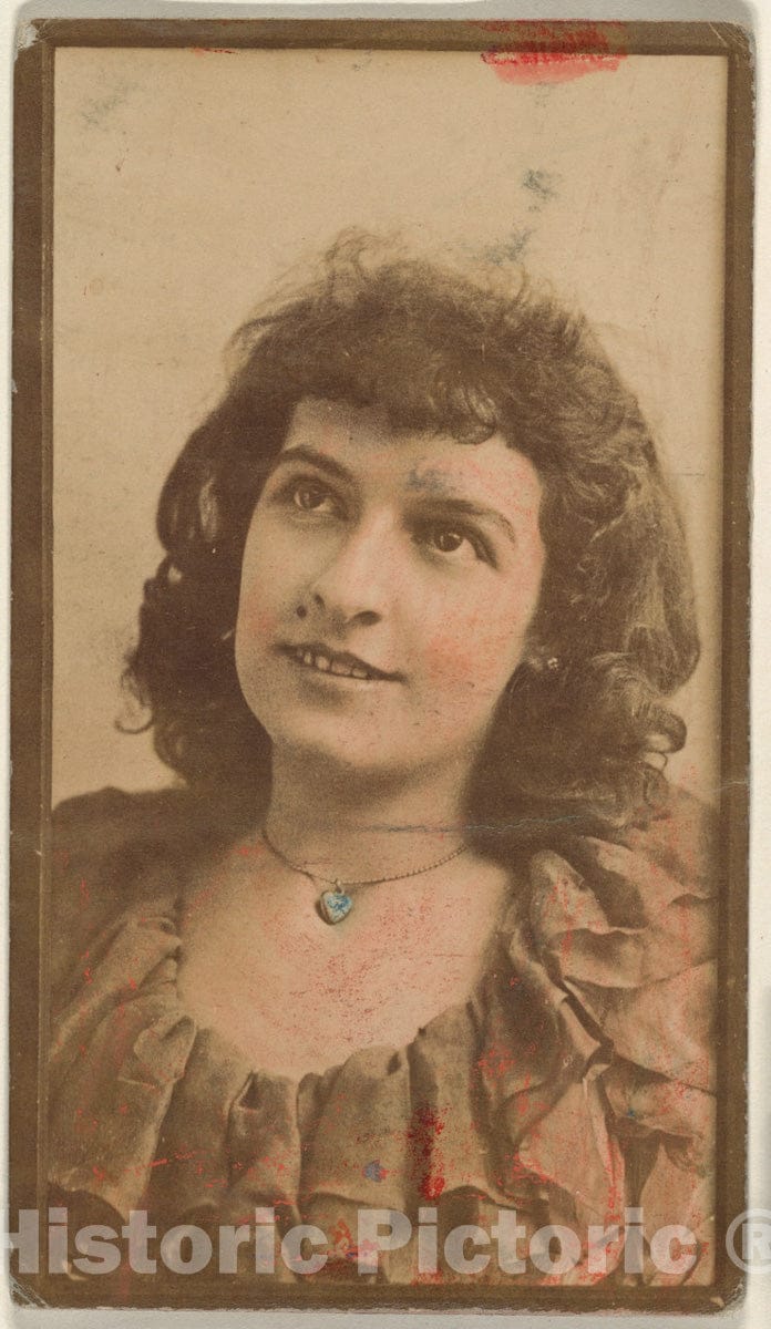 Photo Print : Actress Wearing Hand-Colored Blue Necklace, from The Actresses Series (N668) : Vintage Wall Art