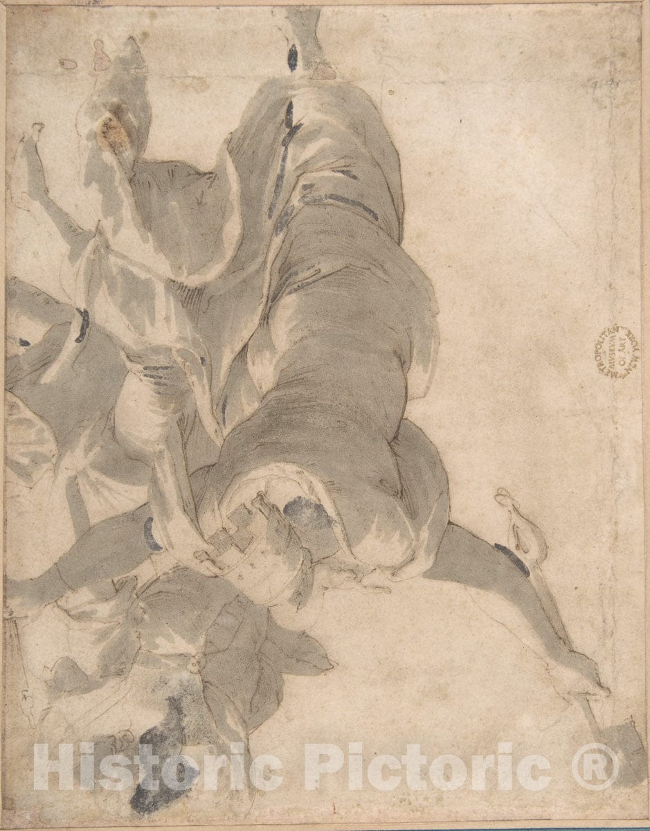 Art Print : Italian, Bolognese, 17th Century - Allegorical Figures : Vintage Wall Art