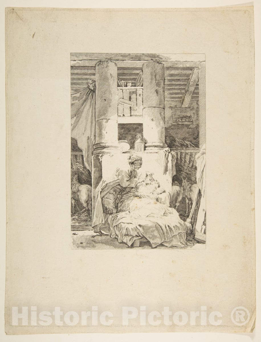 Art Print : Le Muletier - Artist: Jean de La Fontaine - Created: 1795 : Vintage Wall Art