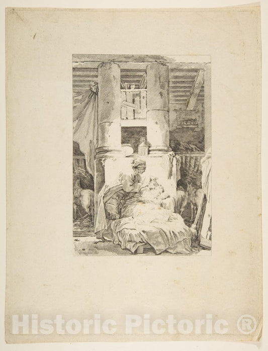 Art Print : Le Muletier - Artist: Jean de La Fontaine - Created: 1795 : Vintage Wall Art