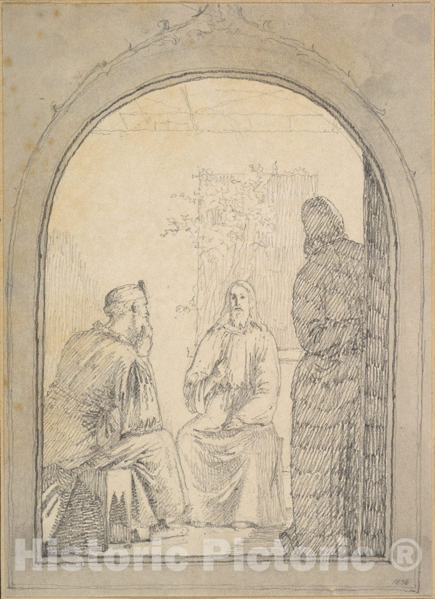 Art Print : Christen Købke - Christ and Nicodemus : Vintage Wall Art