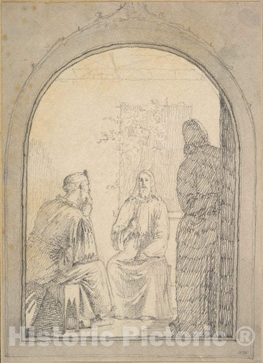 Art Print : Christen Købke - Christ and Nicodemus : Vintage Wall Art