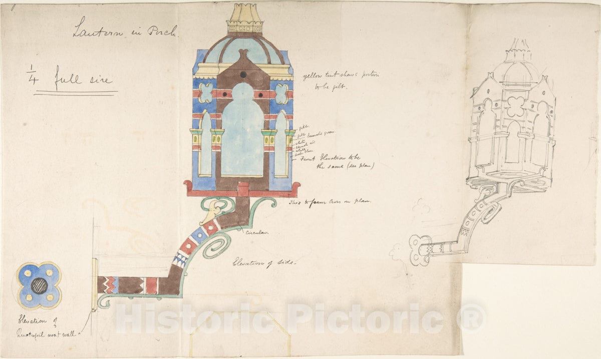 Art Print : Richardson Ellson & Co. - Designs for a Church Wall Lantern : Vintage Wall Art