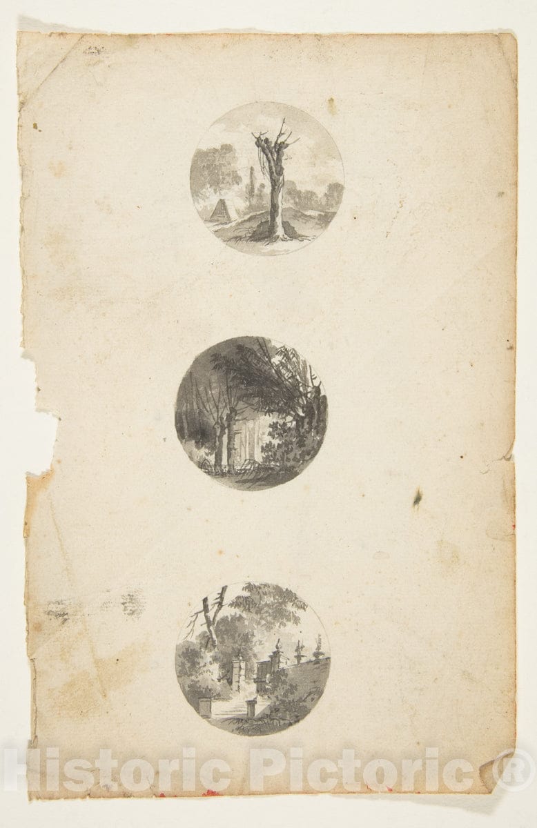 Art Print : French, 18th Century - Designs for Buttons : Vintage Wall Art