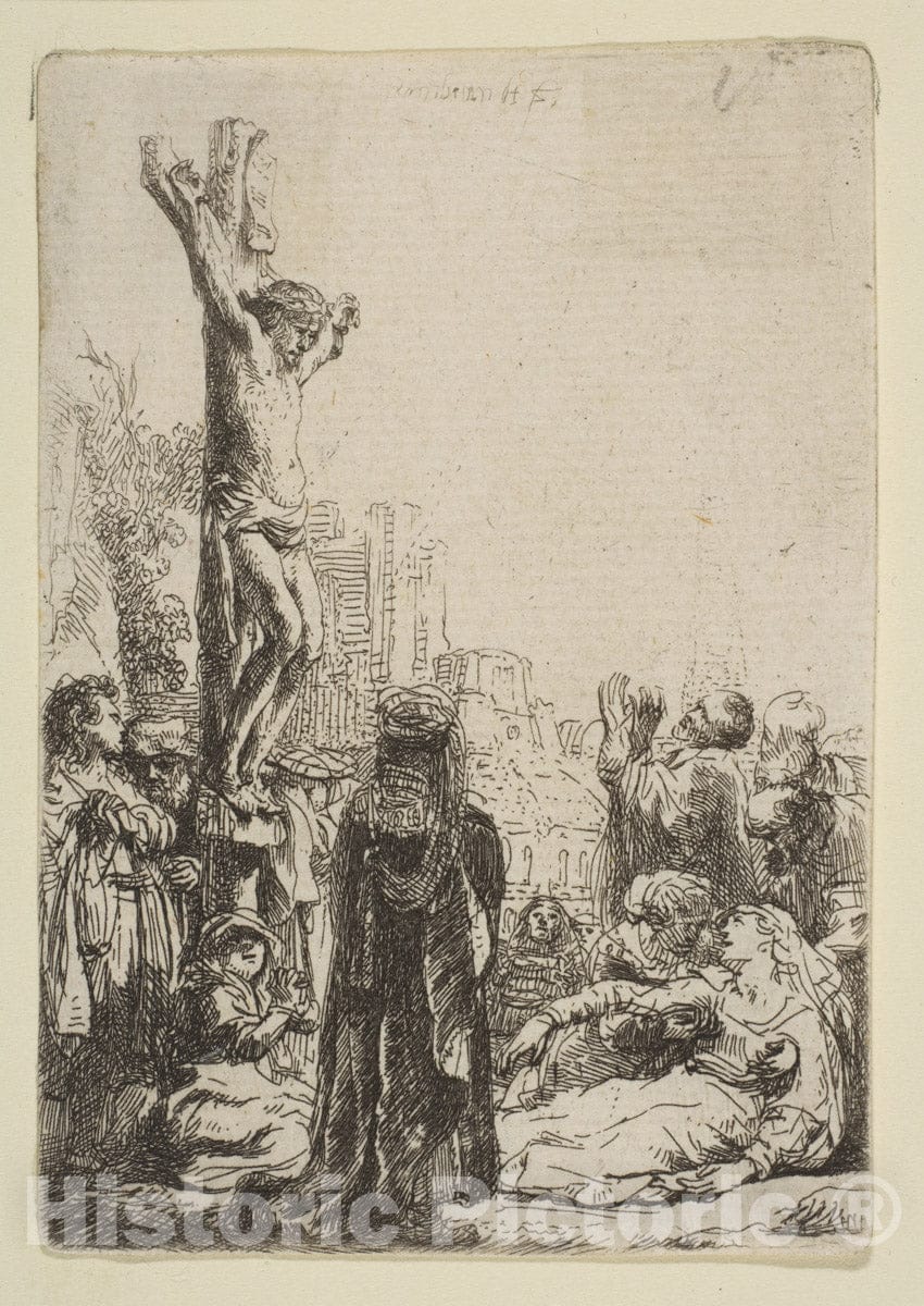 Art Print : Rembrandt (Rembrandt Van Rijn) - The Crucifixion: Small Plate : Vintage Wall Art