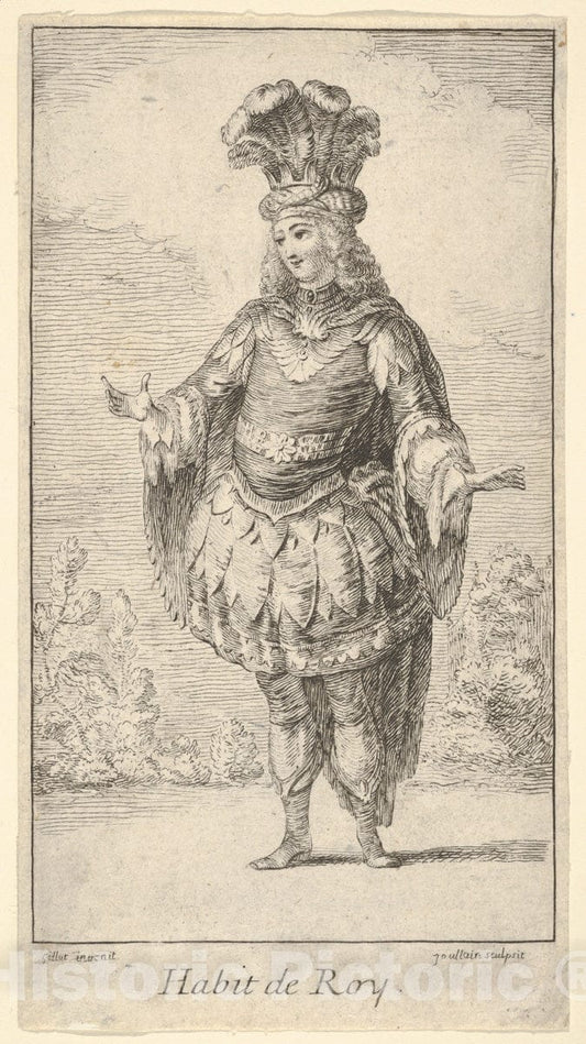 Art Print : Habit de Roy - Artist: Claude Gillot - Created: c1721 : Vintage Wall Art