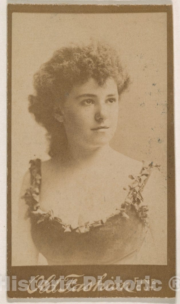 Photo Print : Photograph Actress Wearing Dress with Ivy affixed Along Neckline, from The Actresses Series (N664) Promoting Old Fashion Fine Cut Tobacco : Vintage Wall Art