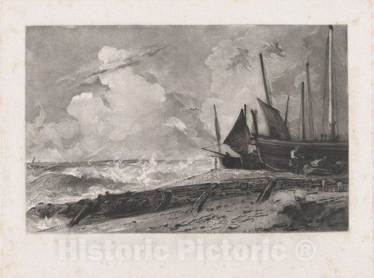Art Print : David Lucas - A Sea Beach 1 : Vintage Wall Art