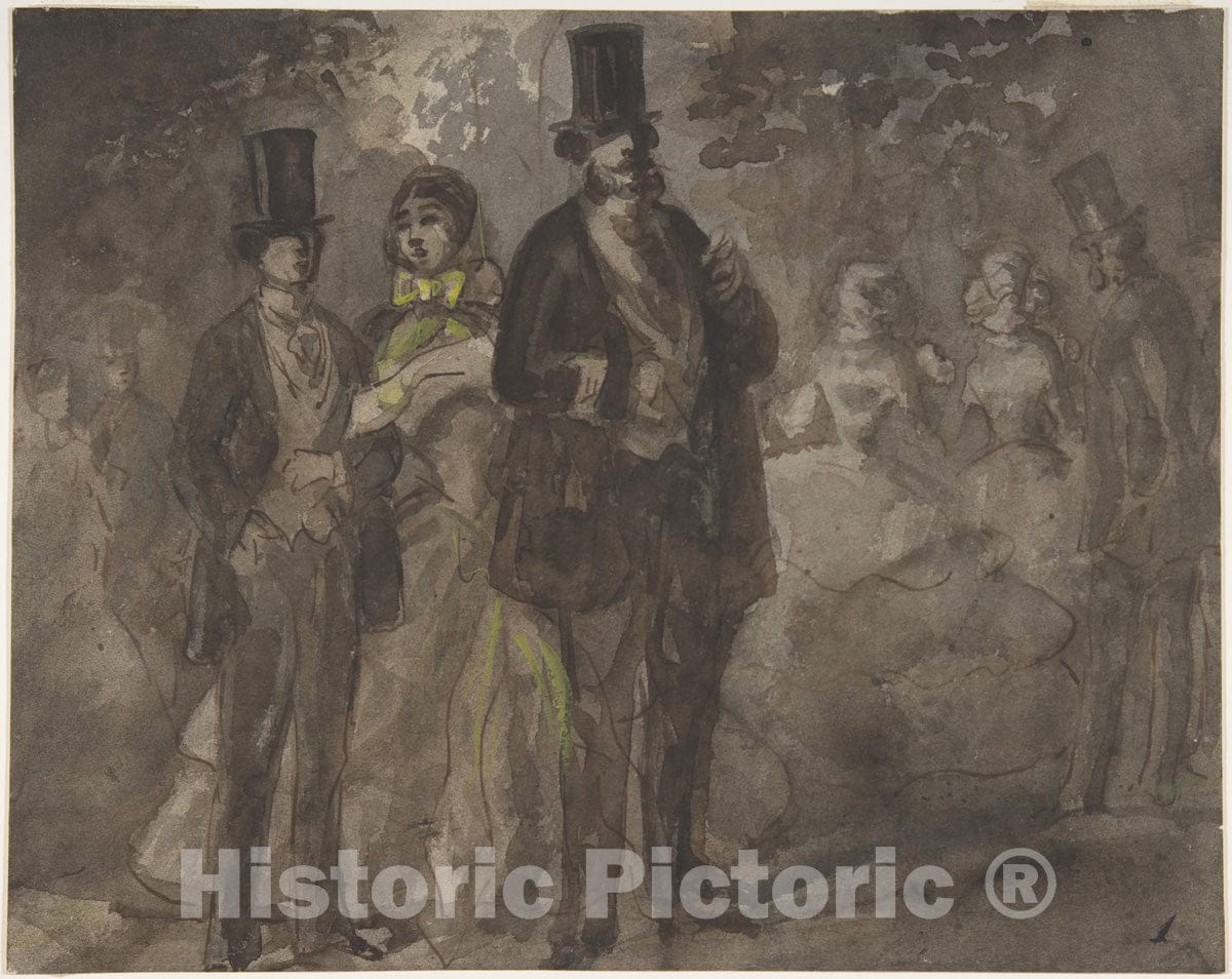 Art Print : Constantin Guys - Walking in The Park : Vintage Wall Art