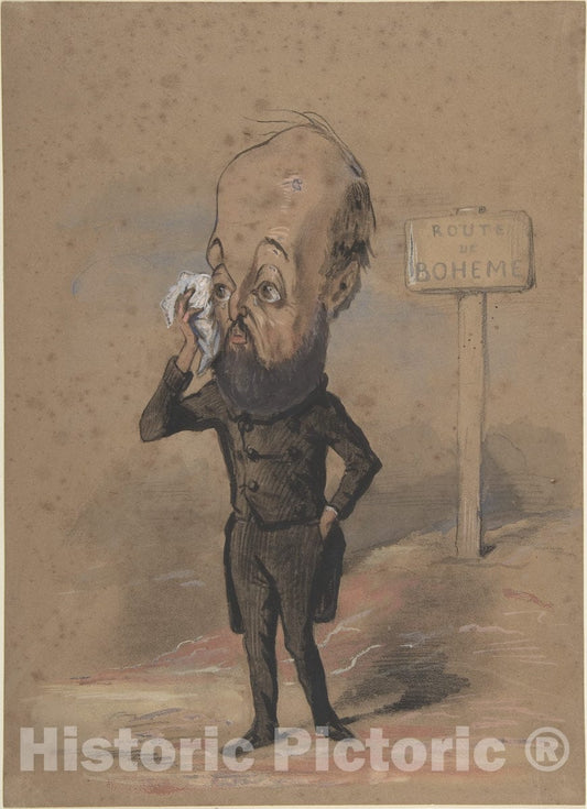 Art Print : Nadar - Caricature of Henri Mürger : Vintage Wall Art