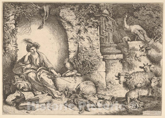 Art Print : Giovanni Benedetto Castiglione (Il Grechetto) - Circe Changing The Companions of Ulysses into Beasts 2 : Vintage Wall Art