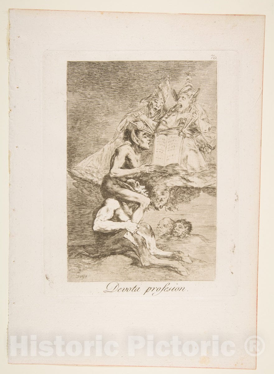 Art Print : Goya - Plate 70 from 'Los Caprichos': Devout Profession (Devota profesion.) 1 : Vintage Wall Art