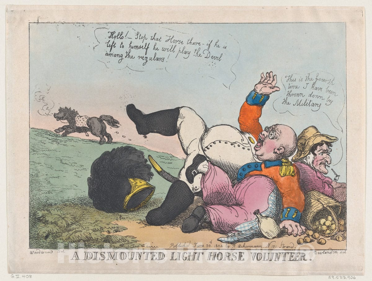 Art Print : Thomas Rowlandson - A Dismounted Light Horse Volunteer : Vintage Wall Art