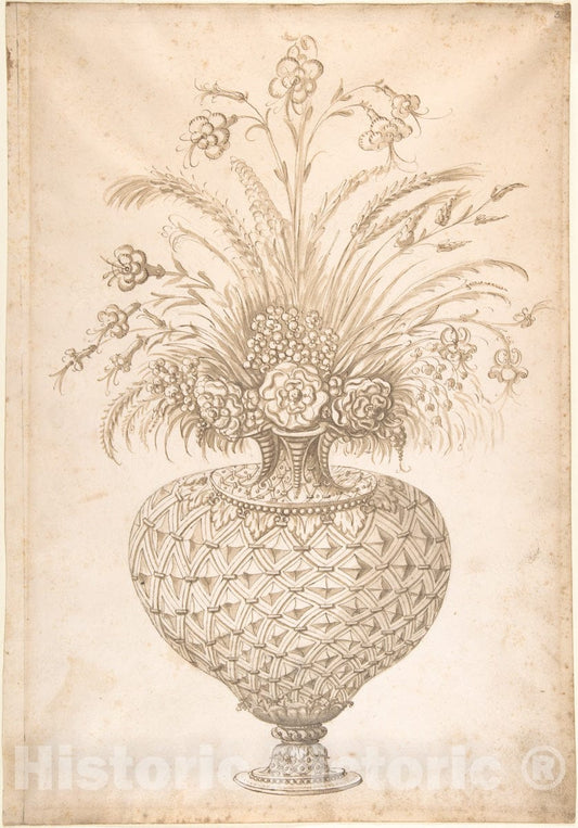 Art Print : Erasmus Hornick - Flowers in a vase : Vintage Wall Art