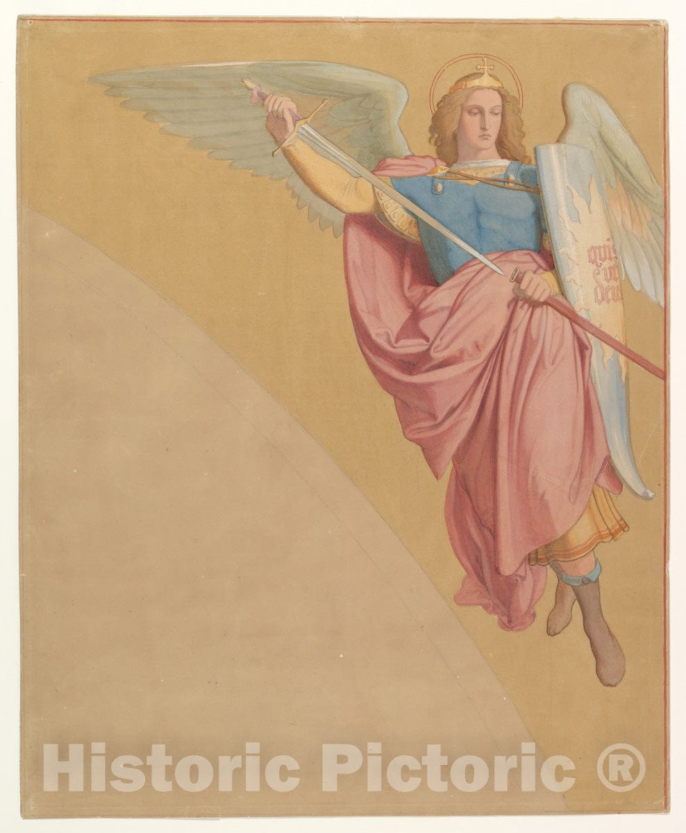 Art Print : Eduard Jakob von Steinle - Archangel Drawing a Sword : Vintage Wall Art