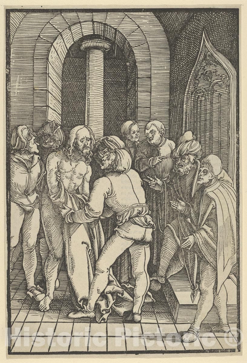 Art Print : Hans Schäufelein - Christ Stripped, from Speculum passionis Domini Nostri Ihesu Christi 1 : Vintage Wall Art