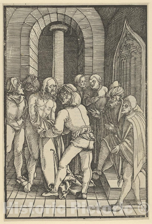 Art Print : Hans Schäufelein - Christ Stripped, from Speculum passionis Domini Nostri Ihesu Christi 1 : Vintage Wall Art