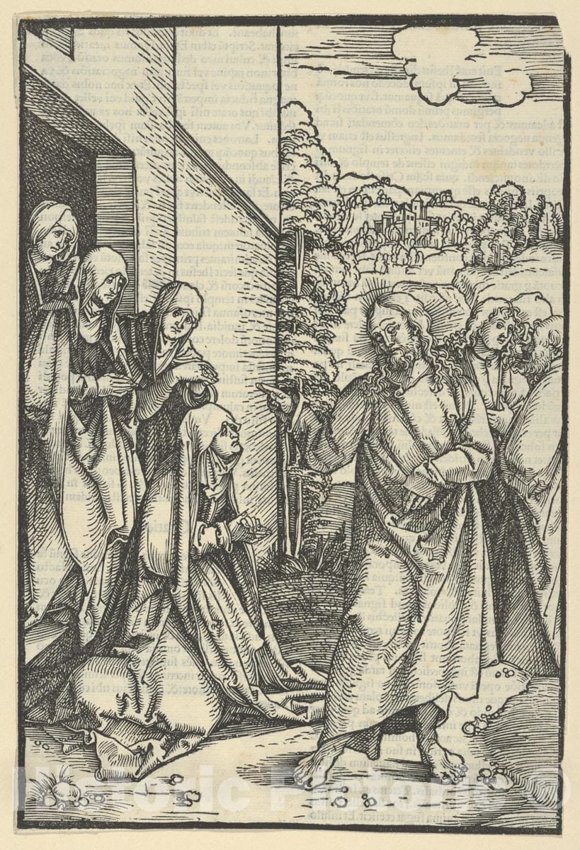Art Print : Hans Schäufelein - Christ Taking Leave of His Mother, from Speculum passionis Domini Nostri Ihesu Christi : Vintage Wall Art