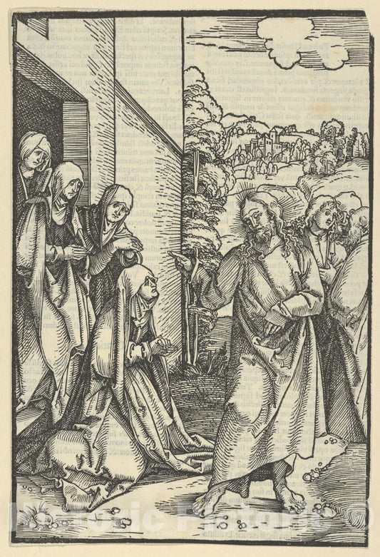 Art Print : Hans Schäufelein - Christ Taking Leave of His Mother, from Speculum passionis Domini Nostri Ihesu Christi : Vintage Wall Art