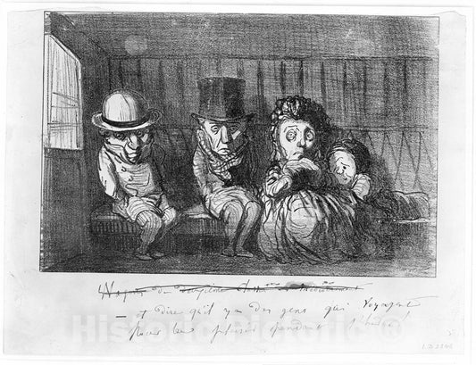 Art Print : Honoré Daumier - To imagine that there are people who even travel in winter for fun and enjoyment!, from 'Winter sketches : Vintage Wall Art