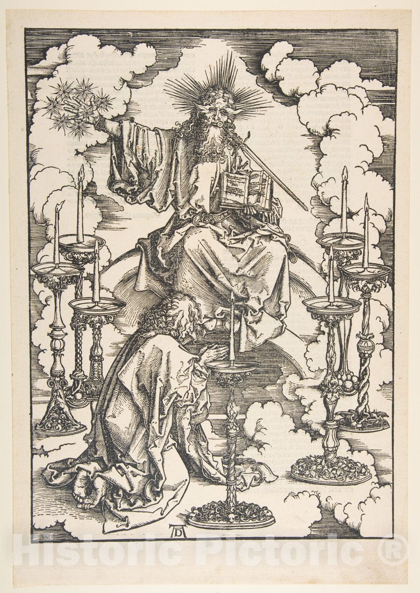 Art Print : Albrecht Dürer - The Vision of The Seven Candlesticks, from The Apocalypse : Vintage Wall Art