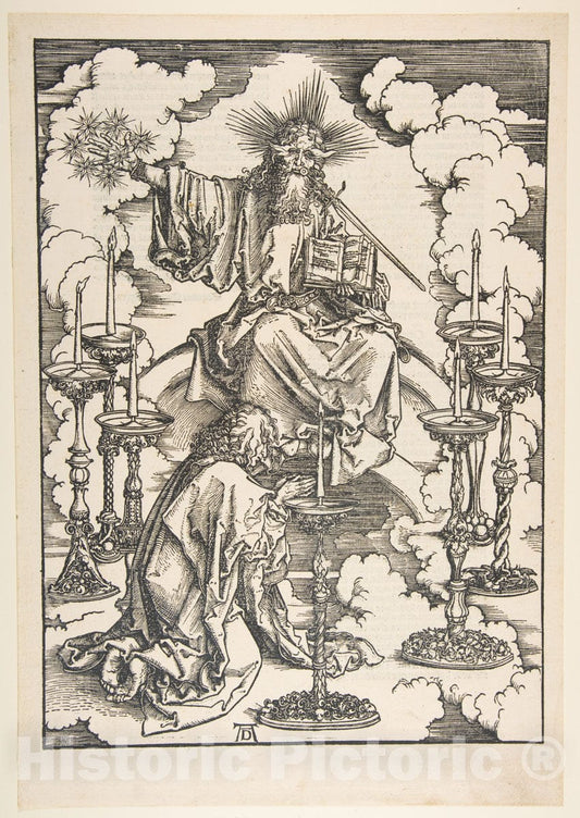 Art Print : Albrecht Dürer - The Vision of The Seven Candlesticks, from The Apocalypse : Vintage Wall Art