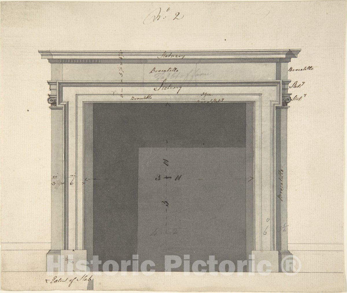 Art Print : Sir William Chambers - Design for a Chimneypiece - 419532 : Vintage Wall Art