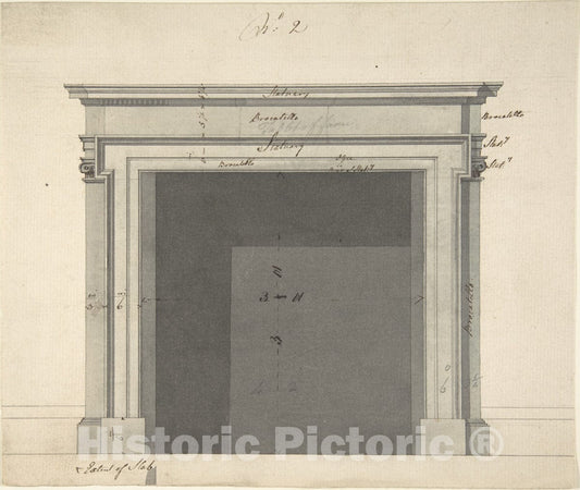 Art Print : Sir William Chambers - Design for a Chimneypiece - 419532 : Vintage Wall Art