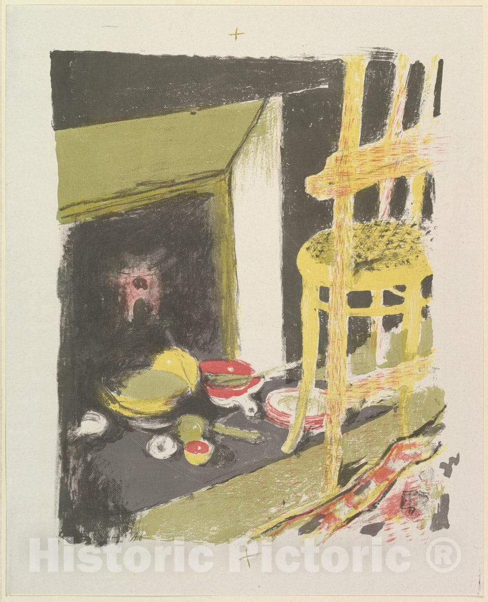 Art Print : Édouard Vuillard - The Hearth, from The Series Landscapes and Interiors : Vintage Wall Art