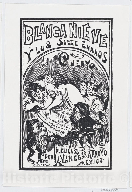 Art Print : José Guadalupe Posada - Snow White and The Seven Dwarfs : Vintage Wall Art